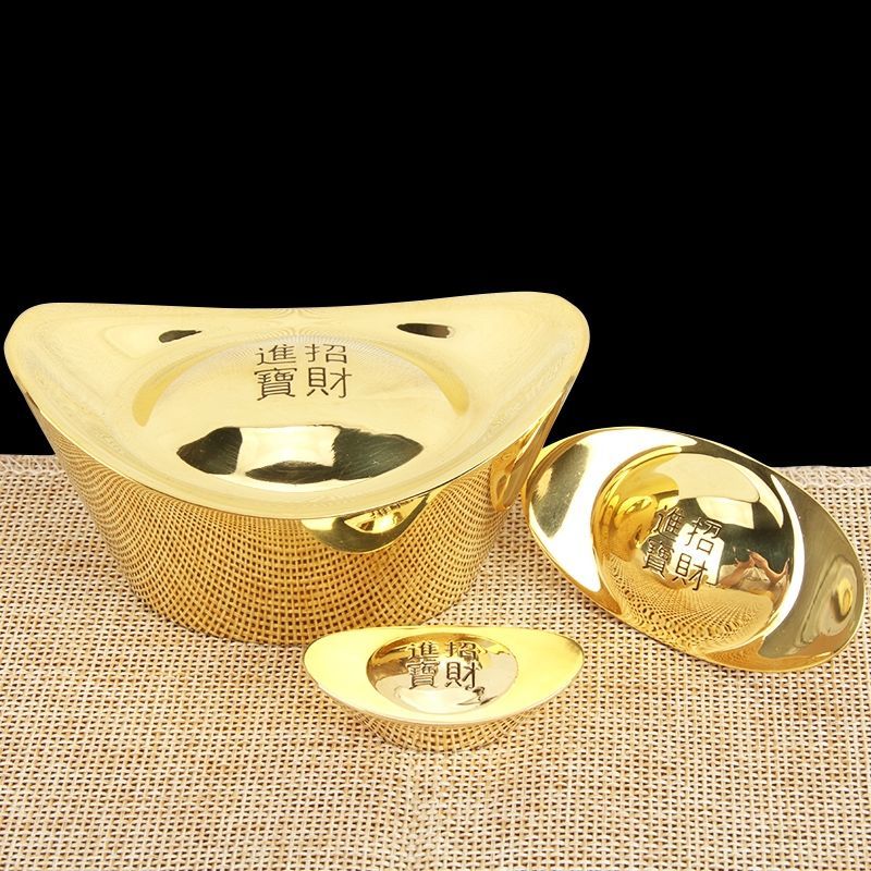 铜元宝实心黄铜元宝摆件工艺品家居装饰品