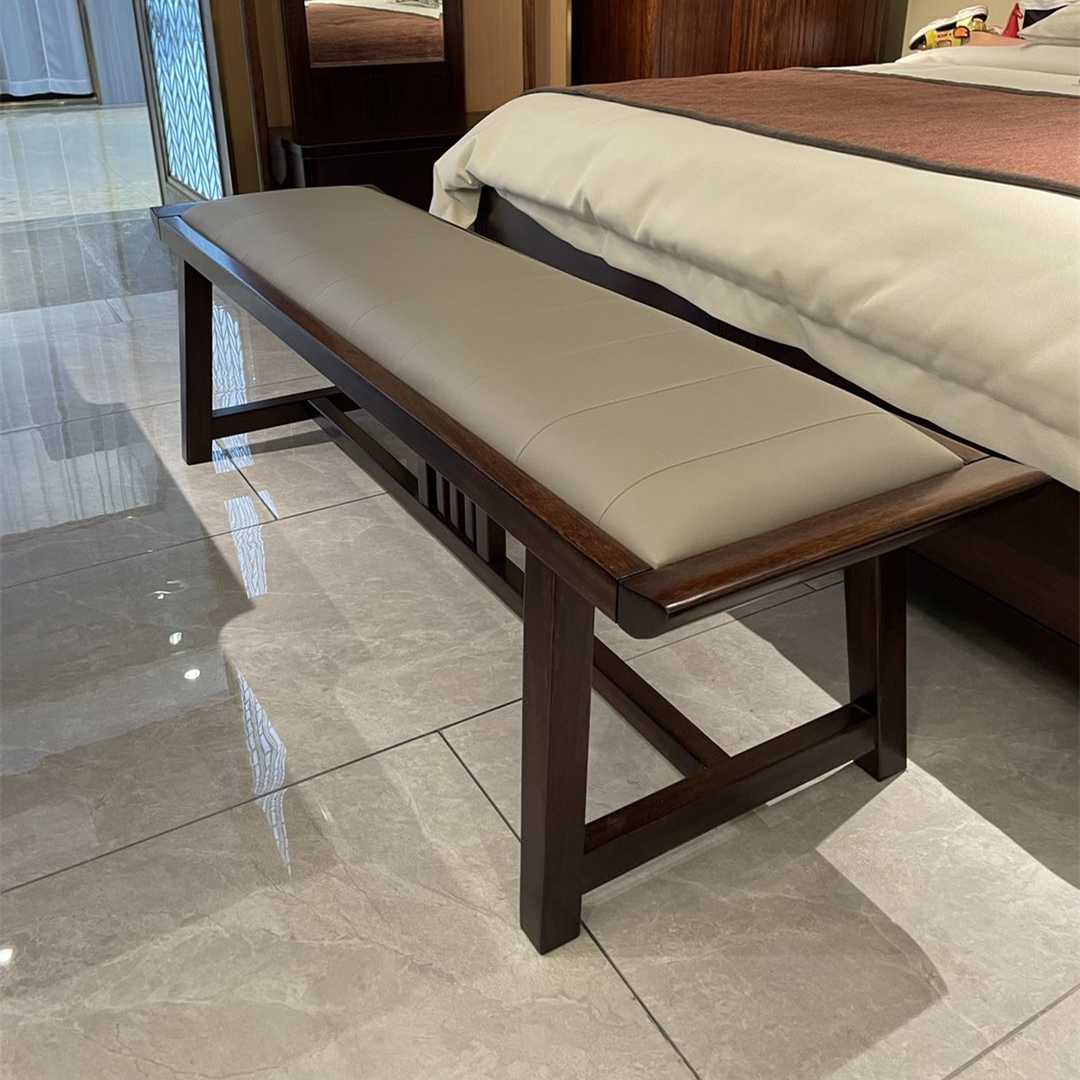 Y901# 新中式乌金木床尾凳软包换鞋凳长条凳餐凳 1500 *420*450