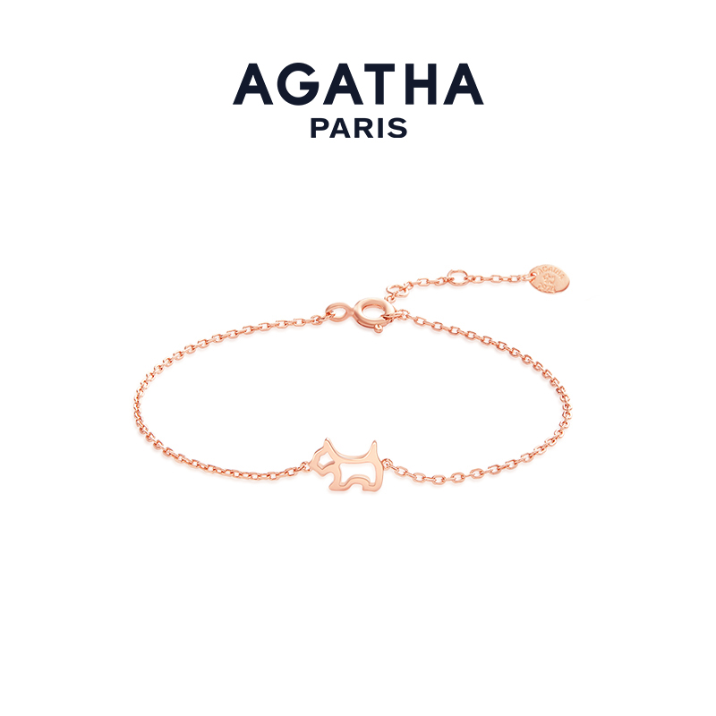 AGATHA 925银手链 秋冬雅丹风法式镂空小狗甜美轻奢小众手链D