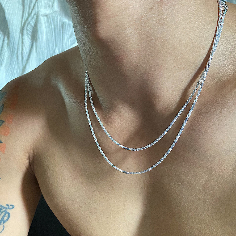VIBESTUDIOS钛钢素款项链闪沙链女ins轻奢小众波光粼粼简约男饰品