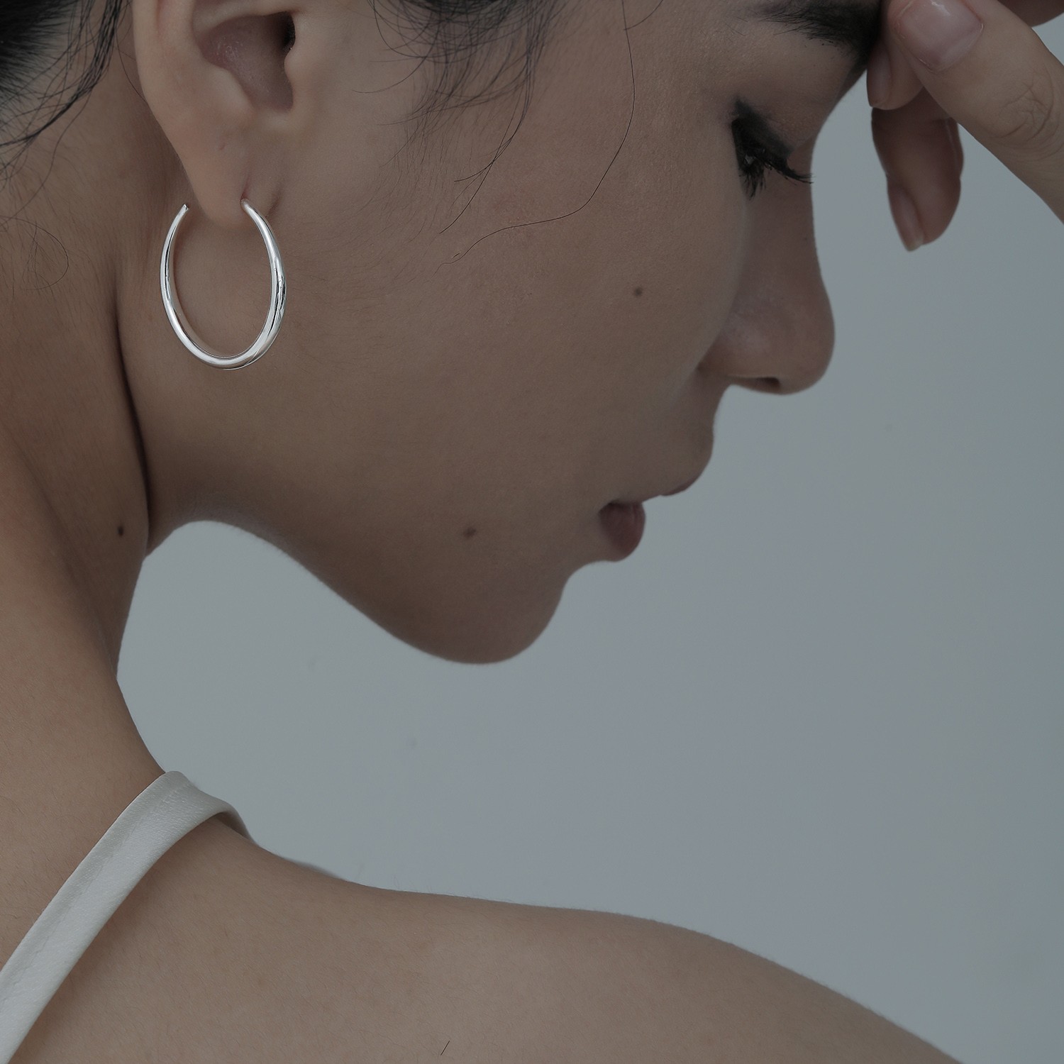 925银耳饰 恋美 925银耳饰 925银光面C形弯钩素圈耳环女 E14435