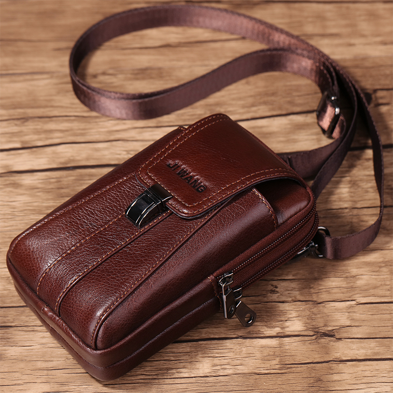真皮男士大屏手机包纯牛皮穿皮带迷你小腰包头层牛皮多功能小挎包