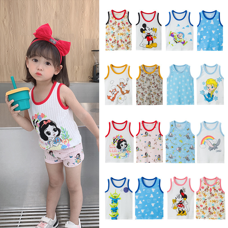 夏季纯棉卡通背心两件装 90-140码 建议拍大一码