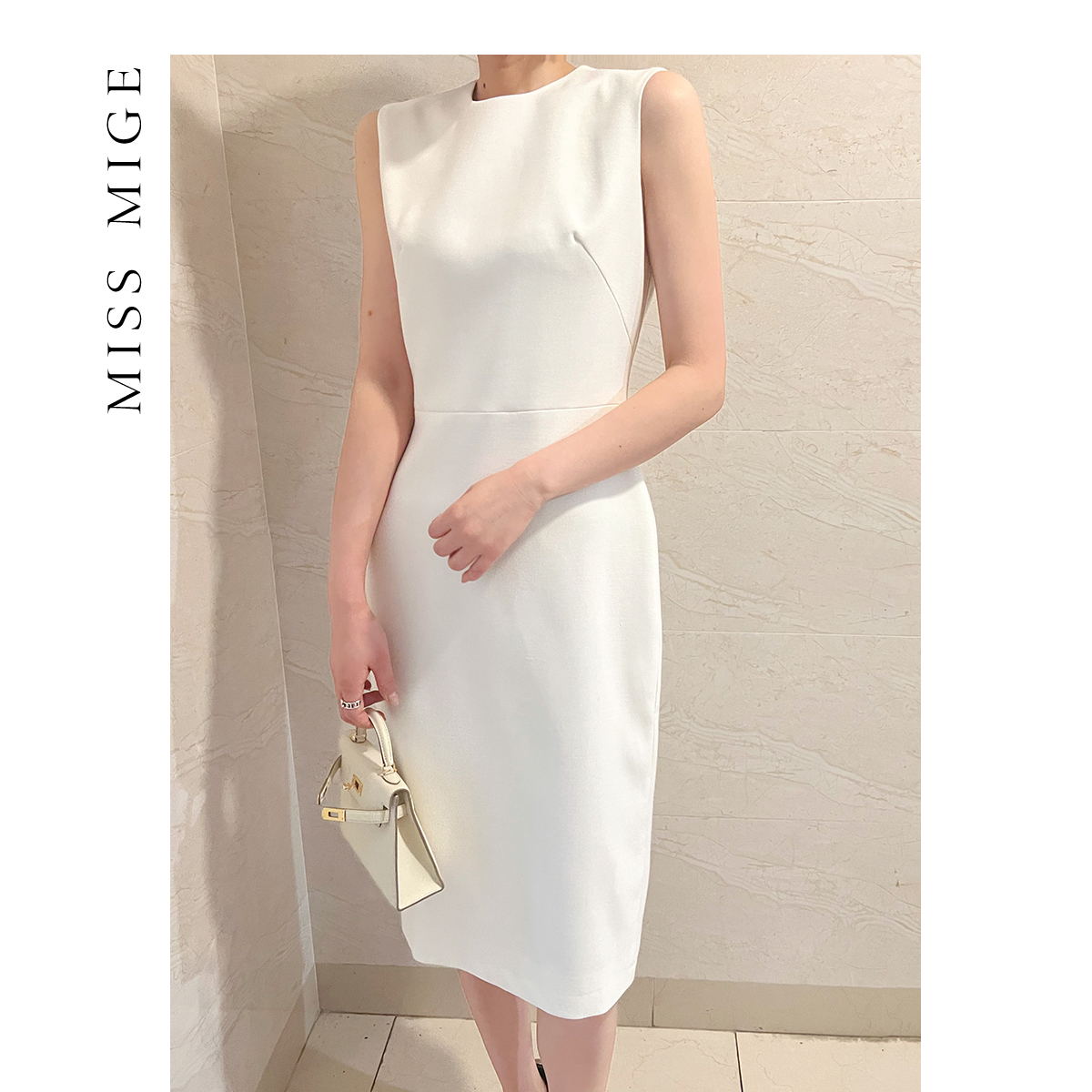 L101 人手必备的小白裙 不买会后悔系列设计感中长款赫本风连衣裙