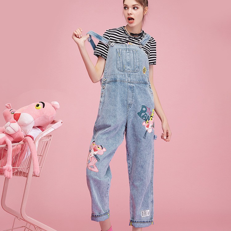 郑州（不退不换）LABO新品粉红豹联名印花仔背带裤女|F21B-WLZT11