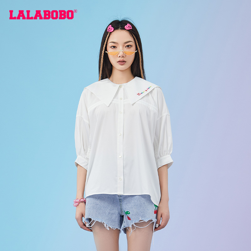 石家庄（瑕疵品不退不换）可爱水果海军领简约白衬衫L22B-WSWC15