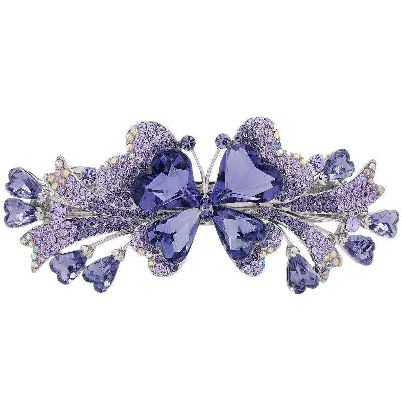 锌合金发饰 高品大号水钻发夹女发卡头饰优雅蝴蝶弹簧夹顶夹44