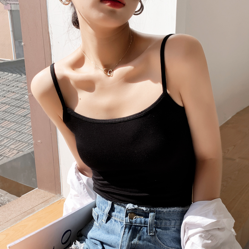 醉梓菡黑白色打底小吊带背心女内搭美背夏季性感外穿潮设计感小众