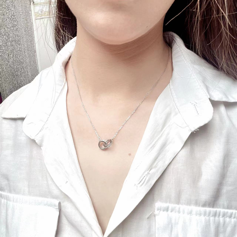 坠链均925银布 纯银双环项链 锁骨链 轻奢高级小众ins劲链 女