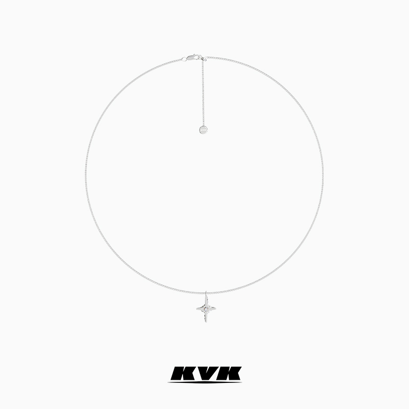 KVK 铜合金项链 云十字星闪光项链原创时尚项链
