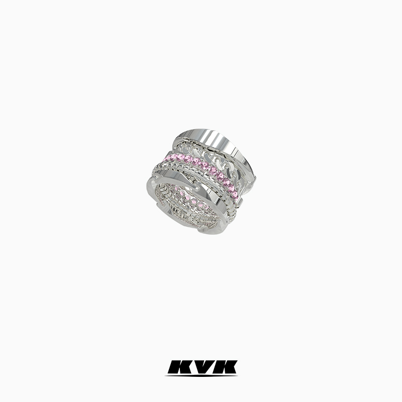 KVK 铜合金戒指 皓石解构形态网系列 轻奢组合彩色甜酷戒指官旗
