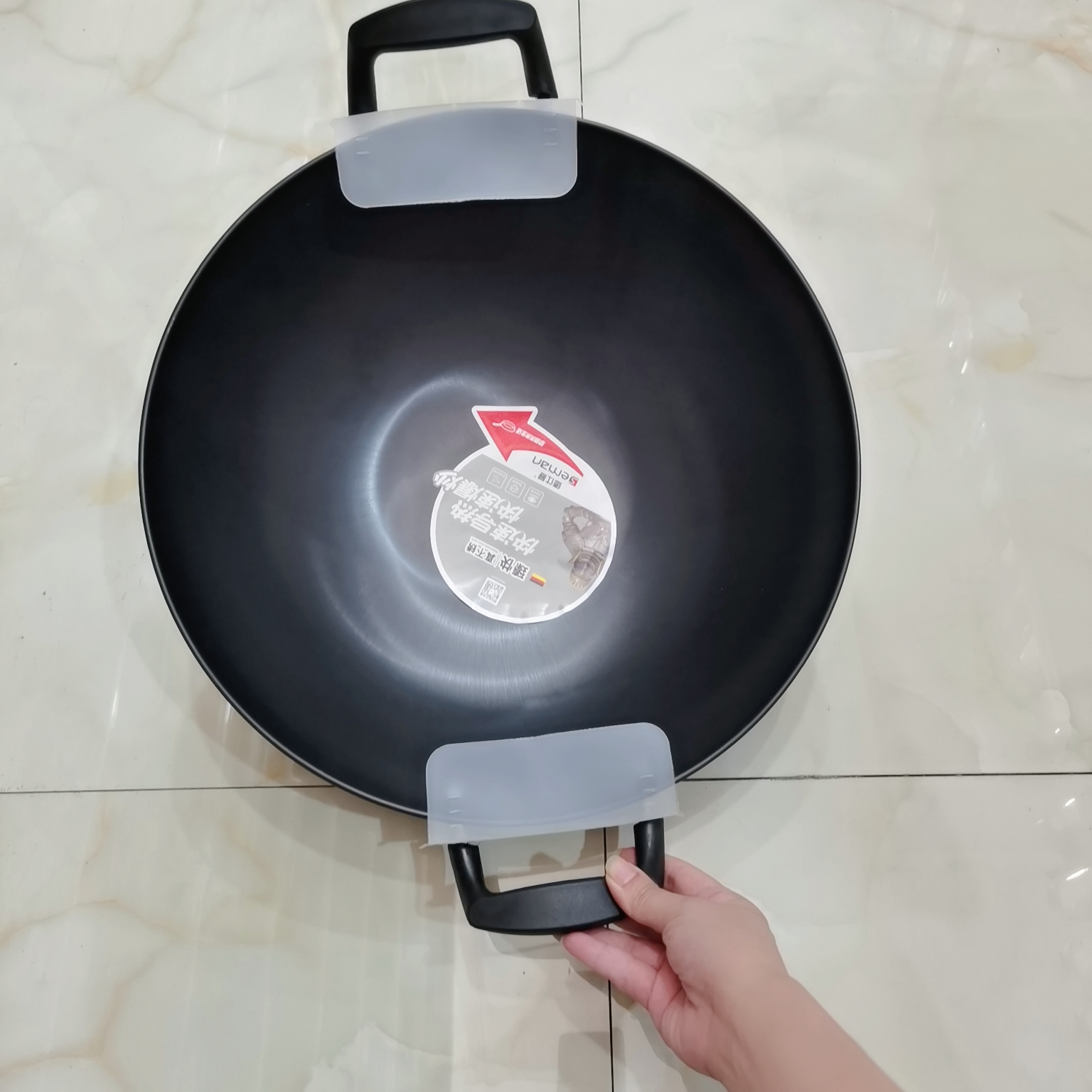 0614德仕曼双耳精铁炒锅平底家用炒菜锅38cm