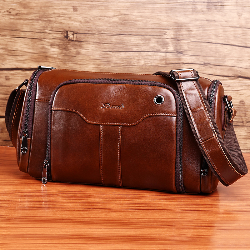 真皮男士单肩斜挎包休闲大容量运动斜挎背包头层牛皮纯皮新款潮流