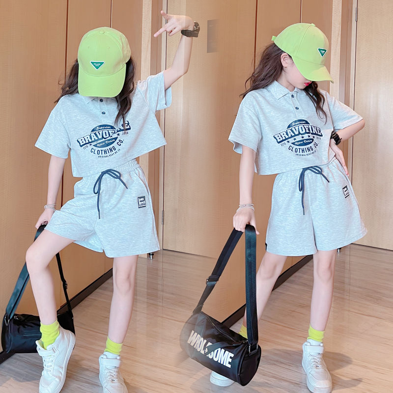 女童夏装套装2025新款韩版洋气童装中大童夏季时髦运动炸街两件套