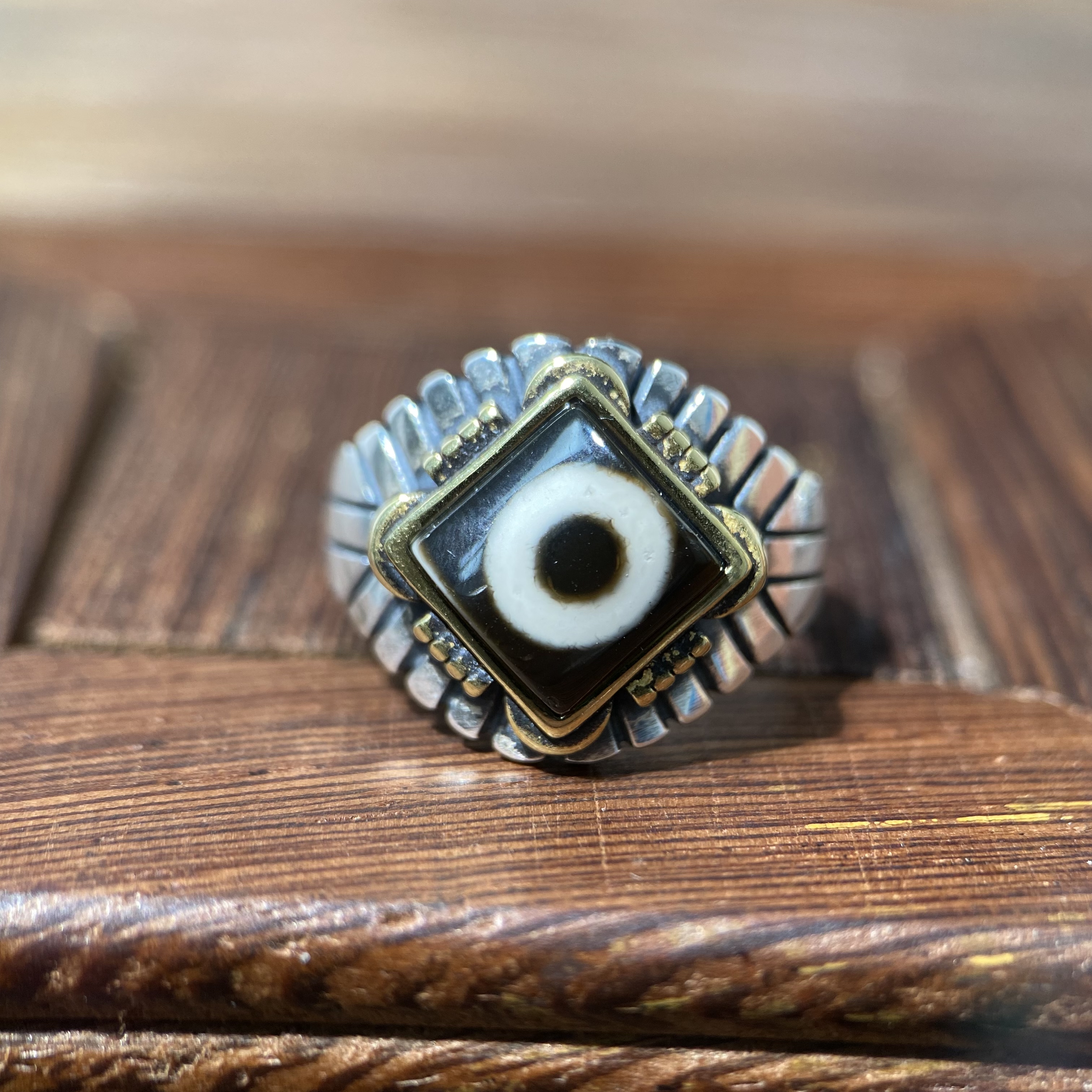 【好柿花生】乌托邦手工台珠925银活口男女通用男女通用戒指戒指