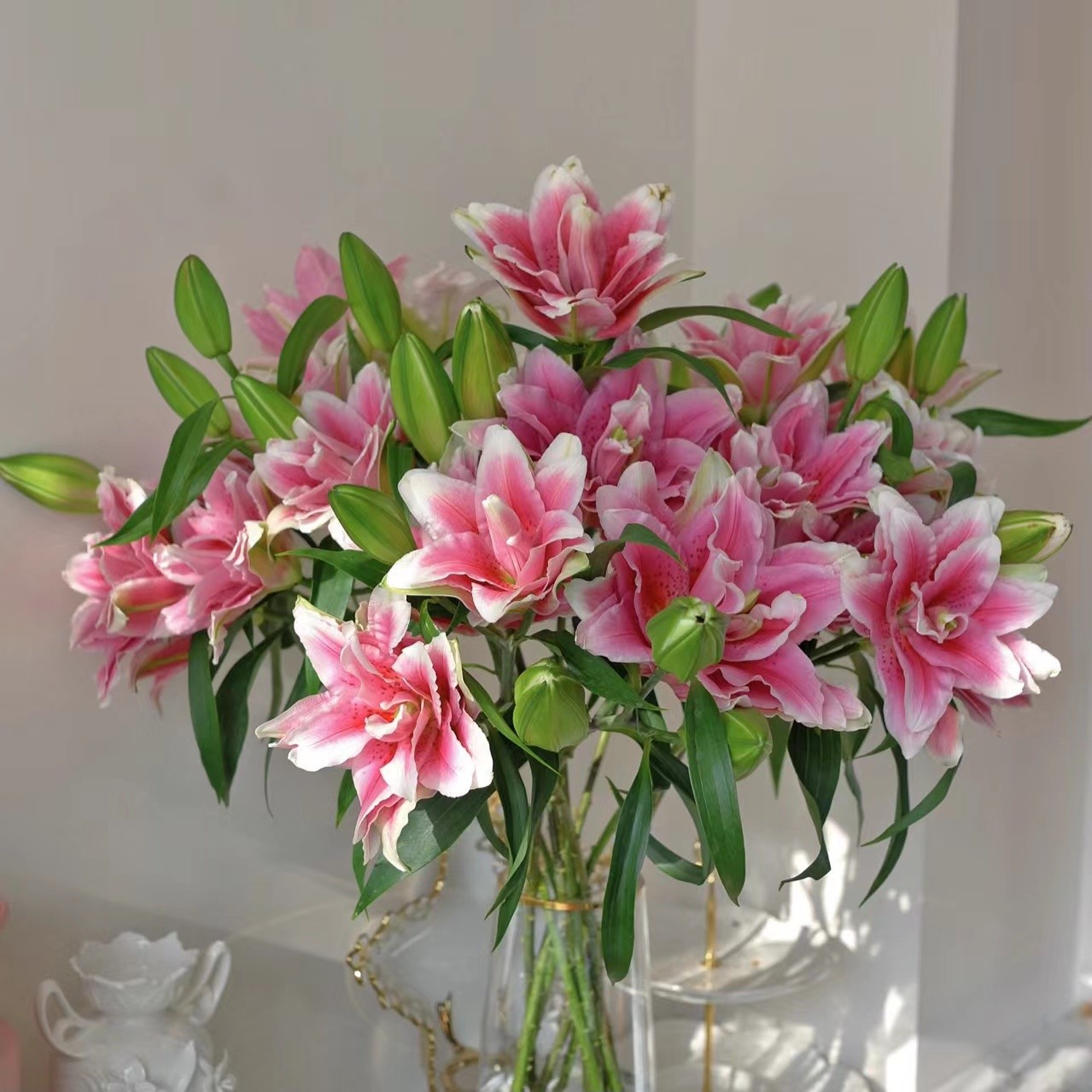 西亚拉重瓣百合有香味水培鲜花上色有深有浅