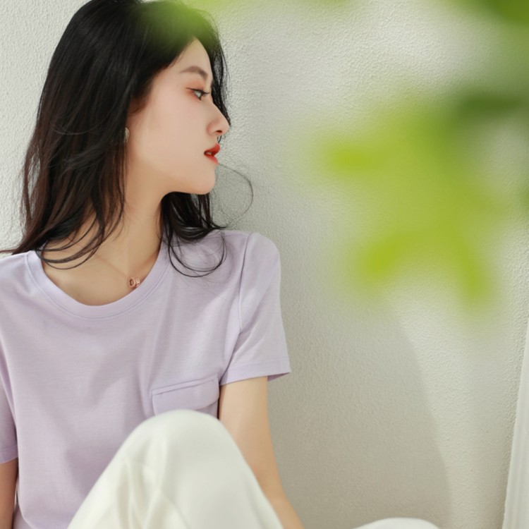 【MIO】米奥夏季新款时尚休闲百搭纯色圆领宽松半袖显瘦多色T恤