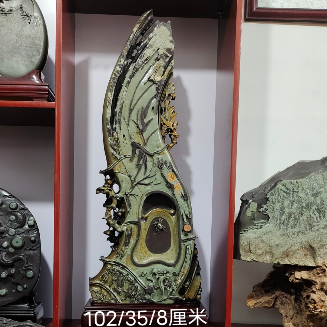 苴却砚攀枝花文房四宝精品客厅摆件节节高升收藏手工雕刻歙砚端砚