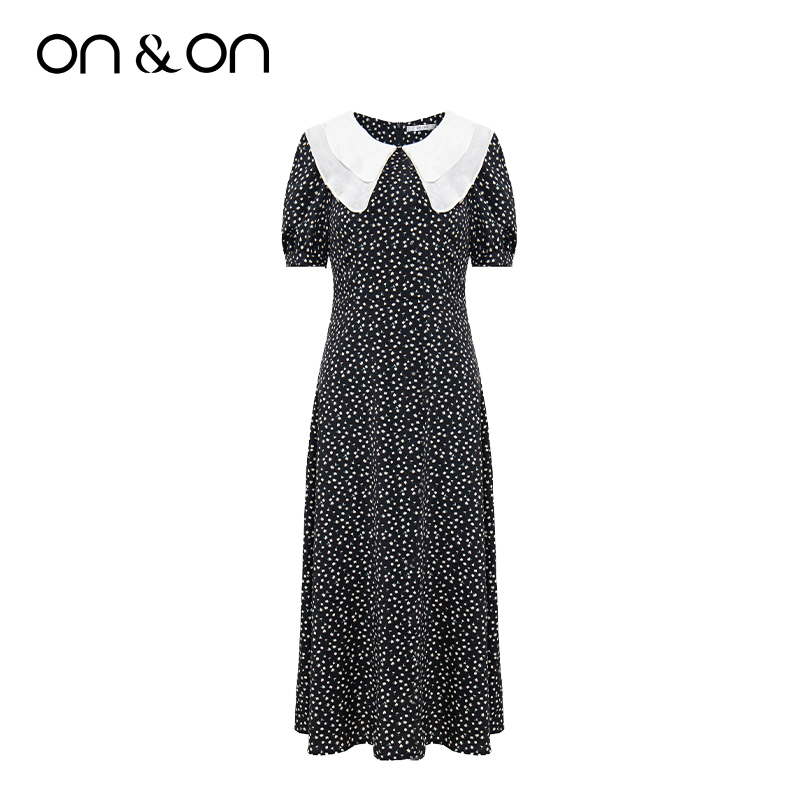 ON&ON/安乃安夏季新款双层荷叶领撞色碎花气质连衣裙-N2SU16038