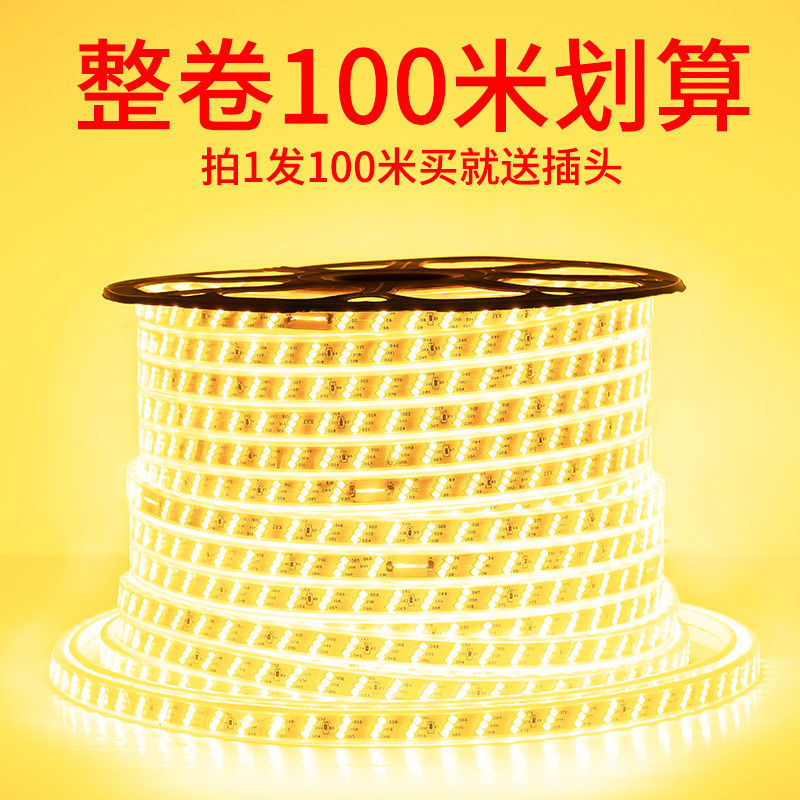 100米套装-led灯带高亮家用工程室外防水灯带条七彩变光吊顶220v