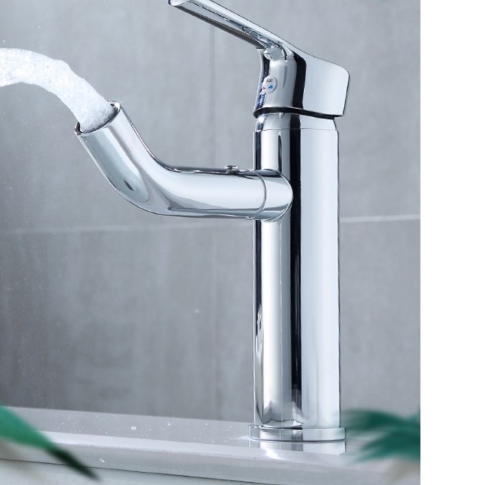 威凯龙7155滚珠转动面盆冷热龙头陶瓷阀芯坐式不锈钢主体便捷通用