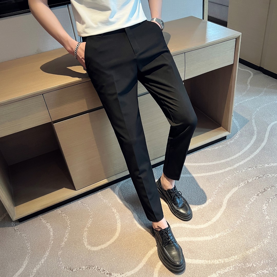 【夏季新款微弹力九分裤】男士休闲裤 小脚裤 修身九分西裤男韩版