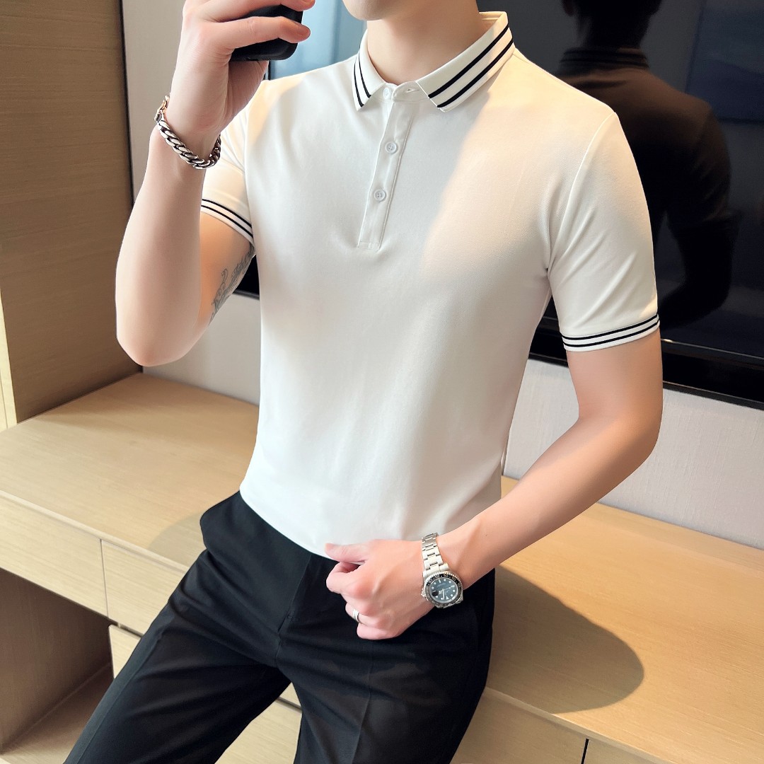 CWG夏季男士休闲POLO衫 男生修身短袖T恤男潮流POLO衫男帅气韩版