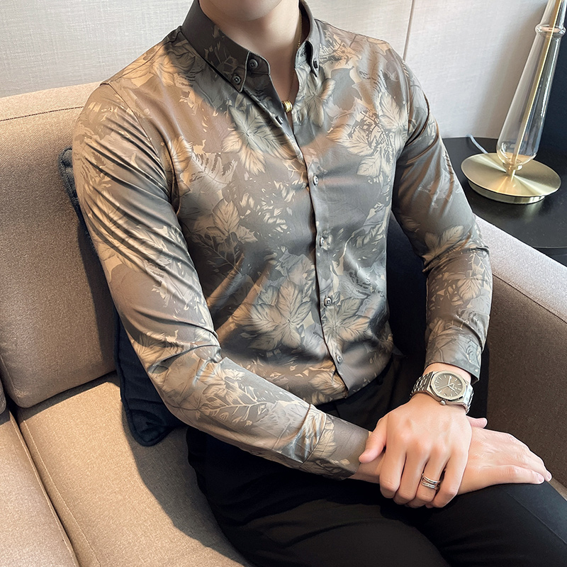 WG2春秋季男士长袖衬衣男韩版修身休闲衬衣男上衣男简约款衬衫男