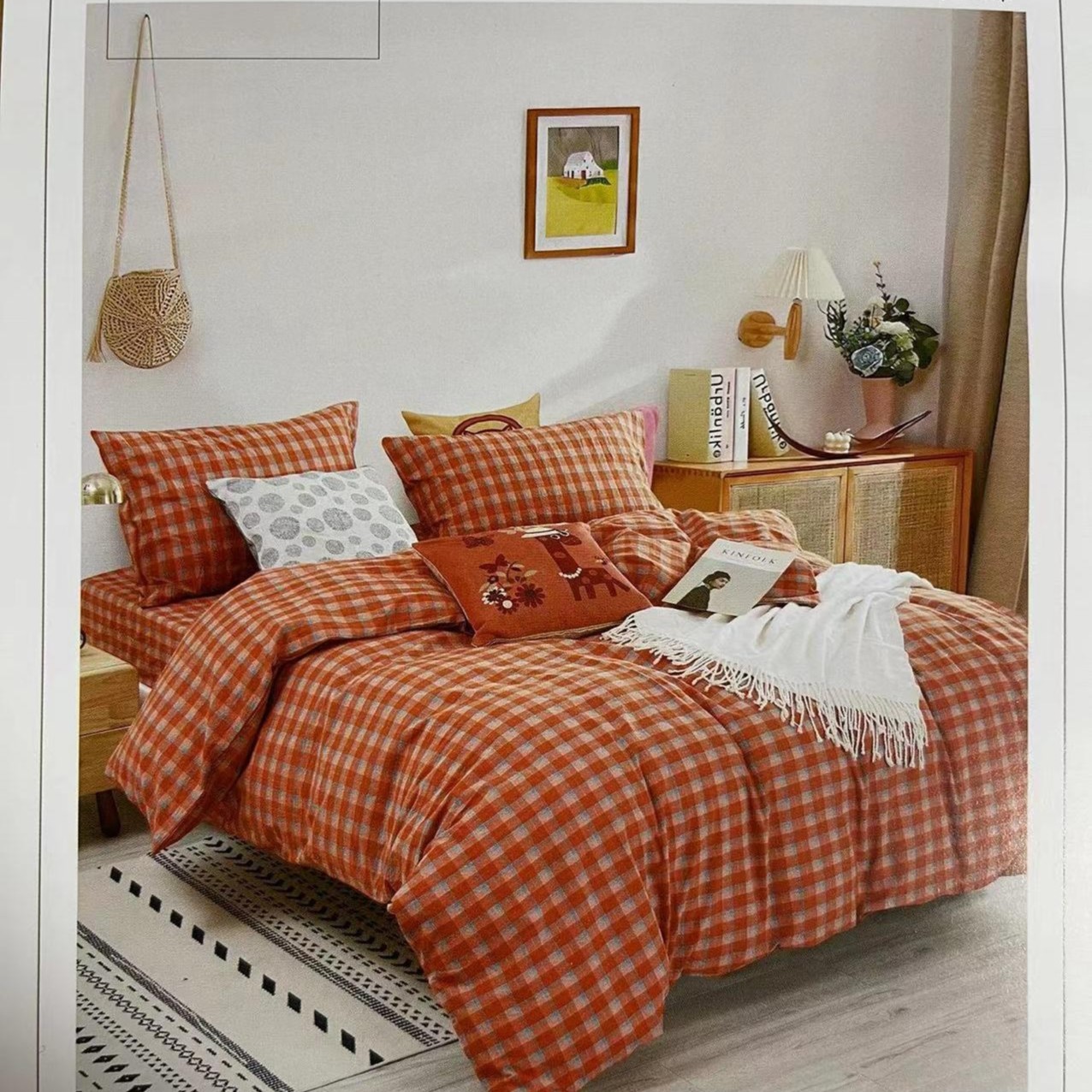 5纯棉床品新品布块   简约 全棉色织 格子