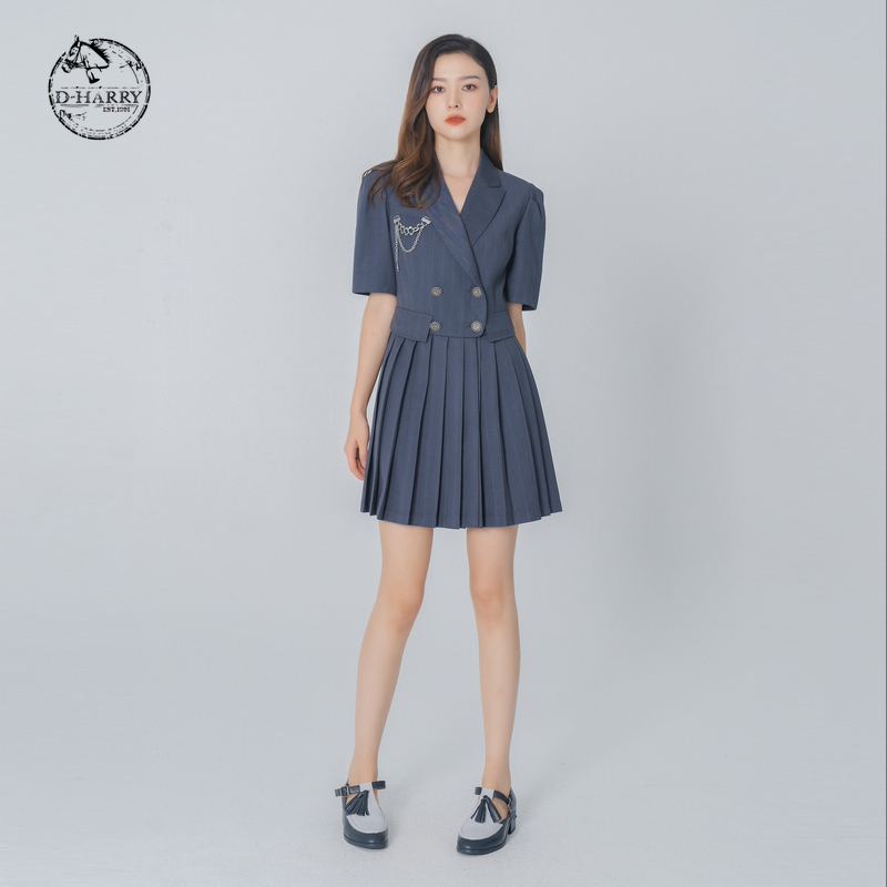 D-HARRY/迪哈利新款泡泡袖西装式连衣裙子女DH223J95302D