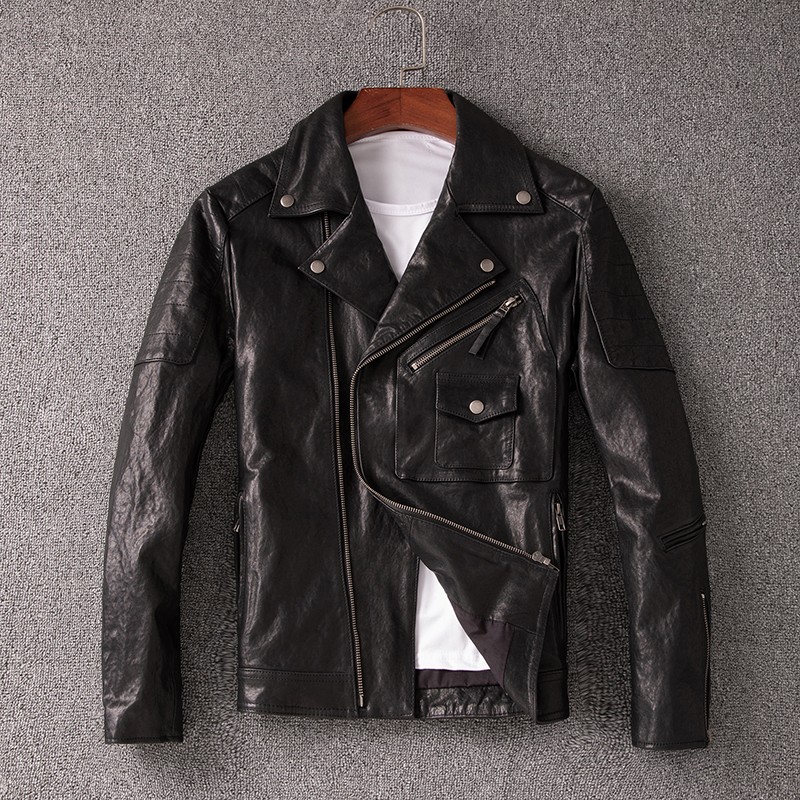 2025新款真皮皮衣男短款休闲韩版修身植鞣绵羊皮机车皮帅气外套潮