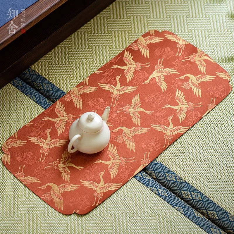 松鹤中式宫廷茶席干泡席/茶几桌轻奢高端布艺传统工艺8色