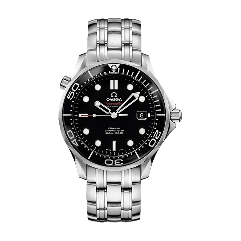 99新 Omega/欧米茄 海马300/41mm/黑盘/钢带二代机械防水运动男表