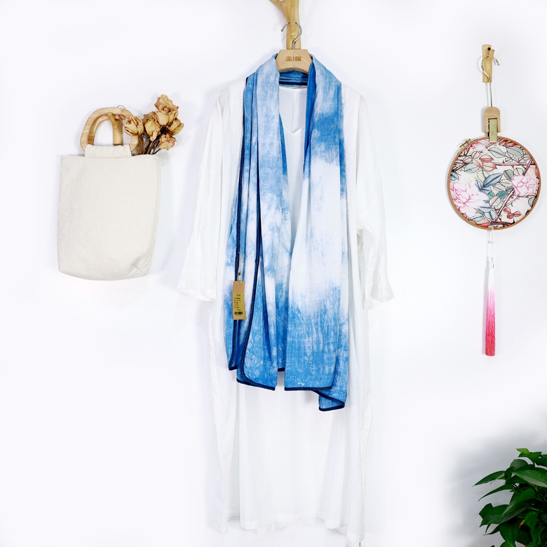 【线上专属】纯色亚麻围巾（21811042-靛蓝）