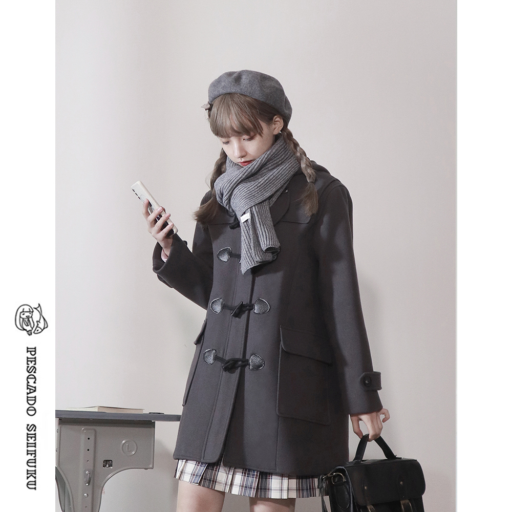 甜鱼少盐【定番牛角扣大衣】双呢加绒显瘦显高加厚秋冬款学院外套