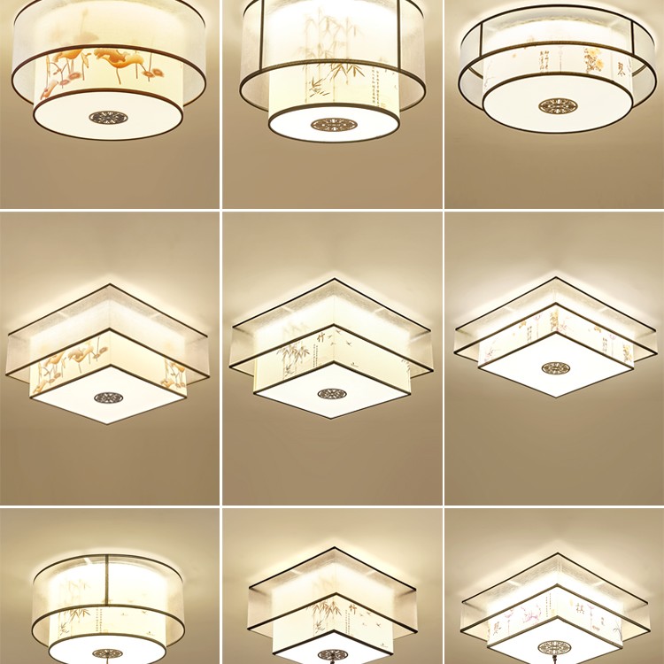 新中式吸顶灯圆形卧室灯现代简约阳台过道灯走廊灯卧室方形灯具