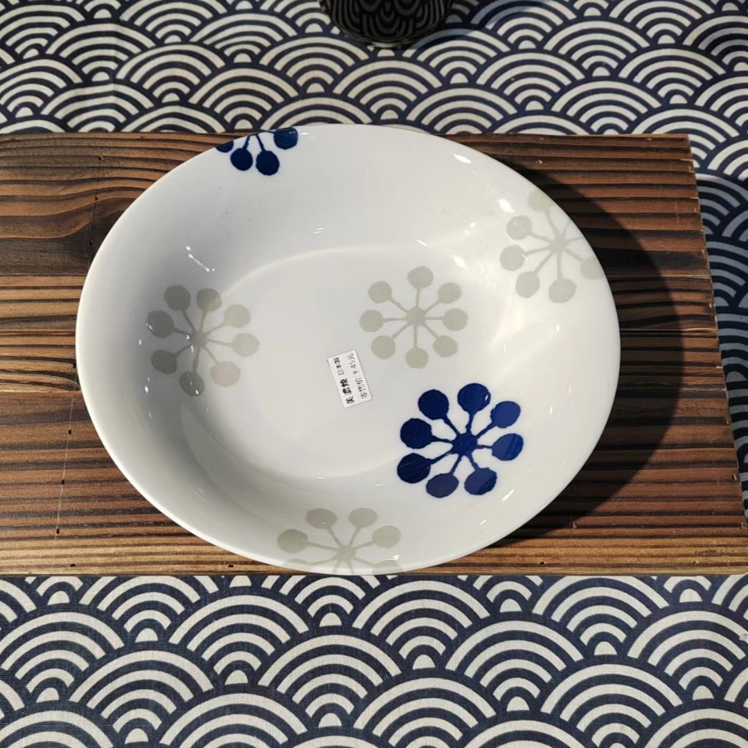 日本进口美浓烧高温釉下彩陶瓷餐具包邮花咲饭碗深盘面碗