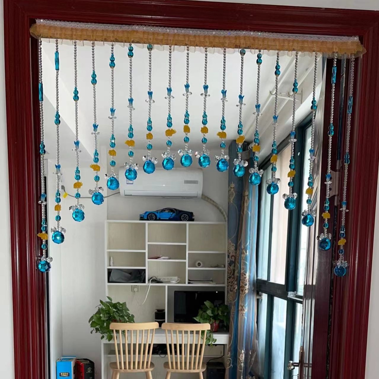 宝石蓝万象祈福转运门帘