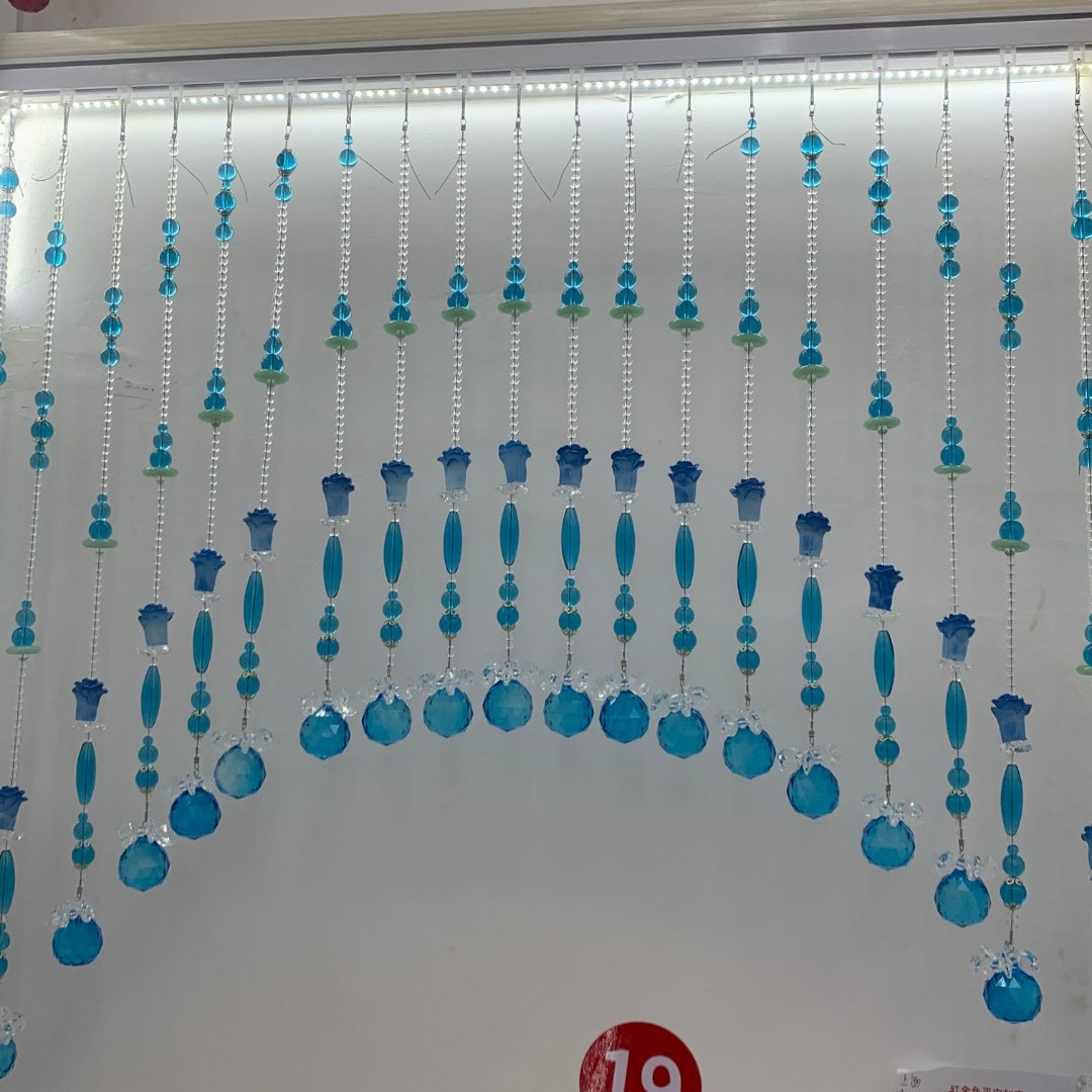 宝石蓝色平安富贵如意水晶帘