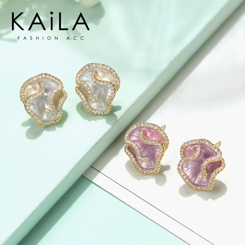 KAiLA铜合金合成锆石耳饰莫奈玫瑰耳钉