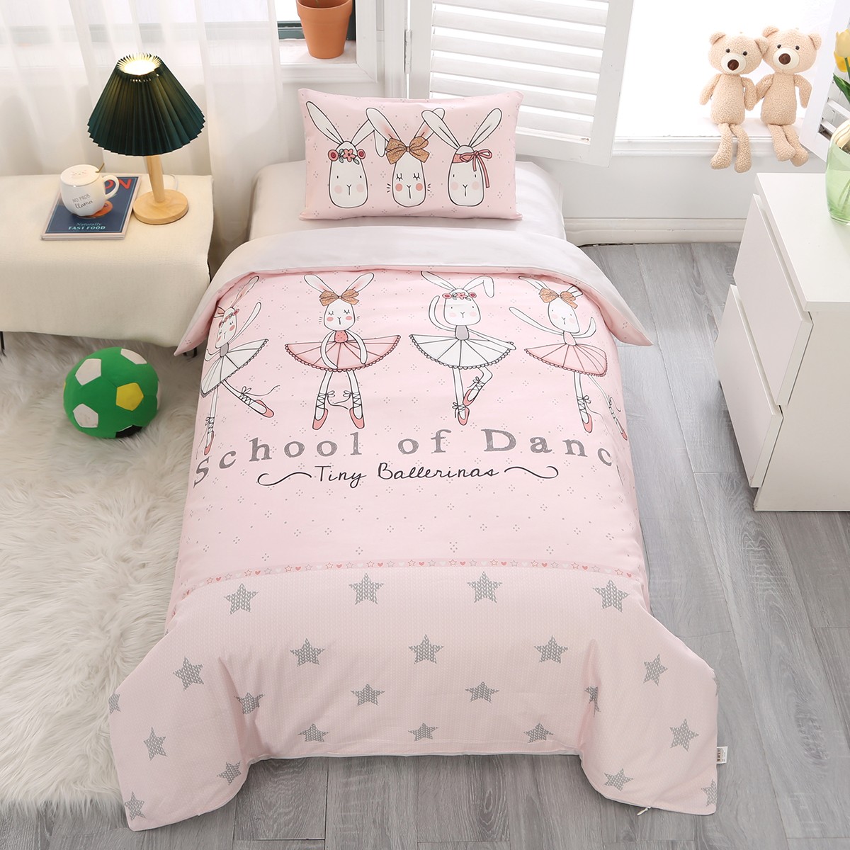 Kitennkuma/啊哦熊儿童床品三件套 纯棉材质幼儿园可用三件套印花