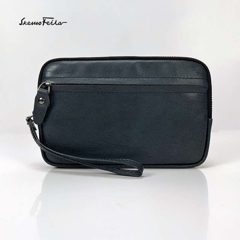 SKEMOFEILA头层牛皮手机包时尚休闲真皮手包百搭牛皮手拿包2303