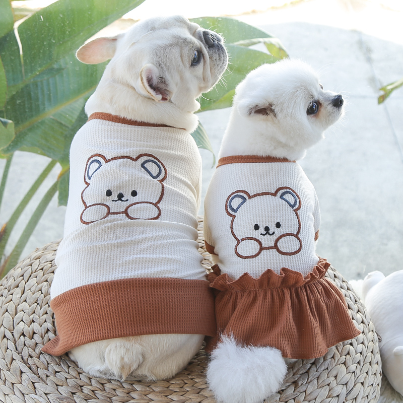 宠物用品情侣款打底衫猫咪裙子泰迪柯基法斗衣服夏季薄款狗狗衣服