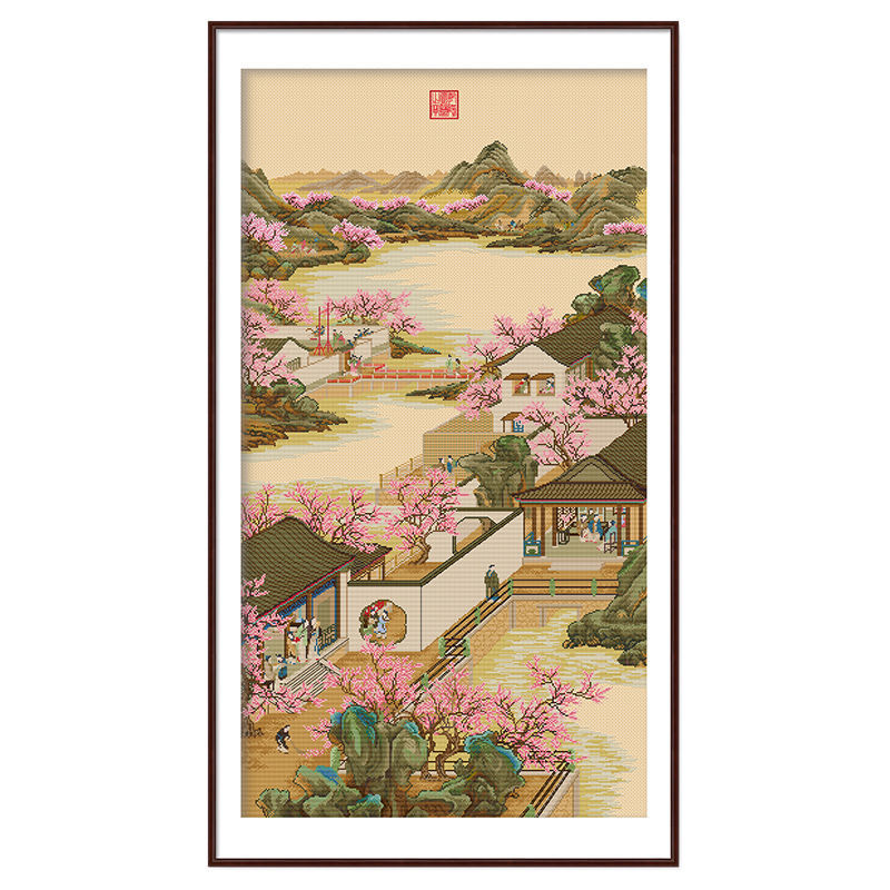 蒙娜丽莎雍正十二月图之三月桃花图  中格三股绣