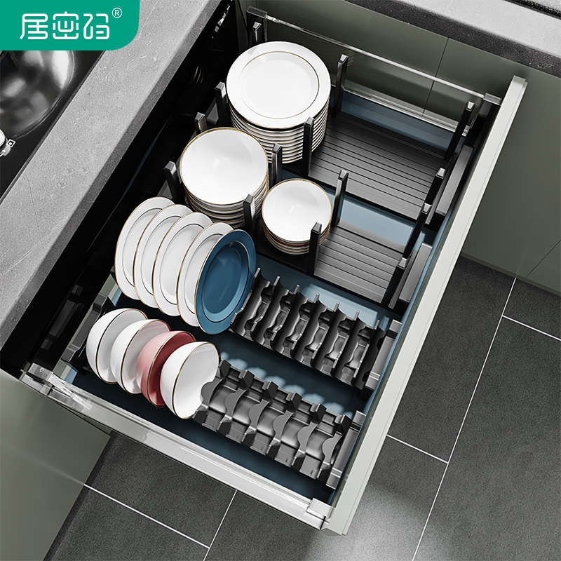 家用抽屉里的置碗架橱柜餐具架抽屉内置碗碟收纳碗盘收纳置物架子