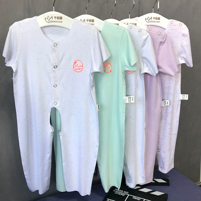 1938随心裁无痕莫代尔连体衣无袖薄款宝宝短袖哈衣爬服睡衣女童