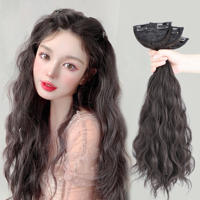 假发女长卷发水波纹三片装蓬松增发量假发片接发片接全头卷发片