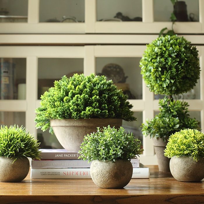 掬涵仿真绿植盆栽小型假花草球摆件客厅餐桌装饰造景盆花桌面摆设