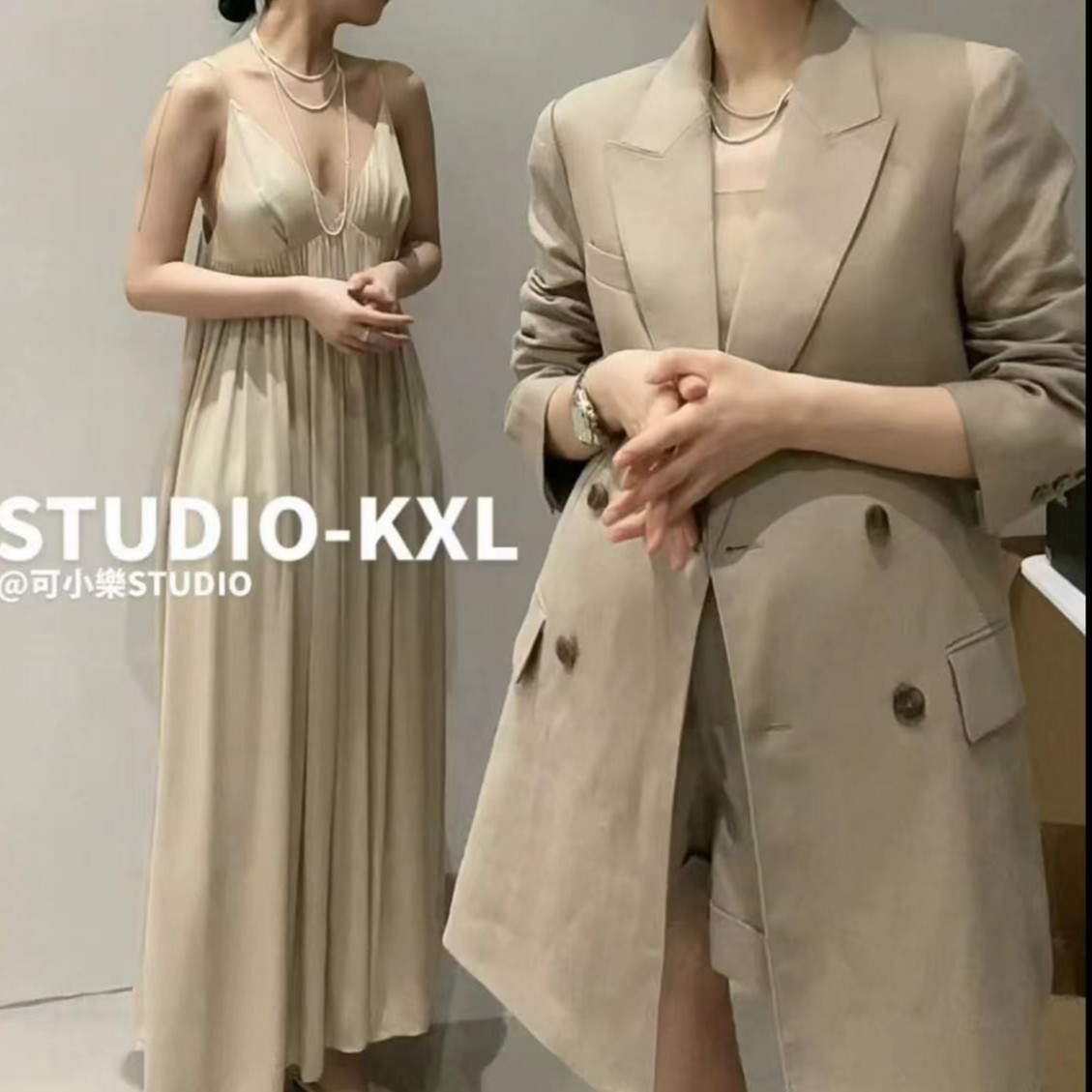 KXL-榛果色麻料西服