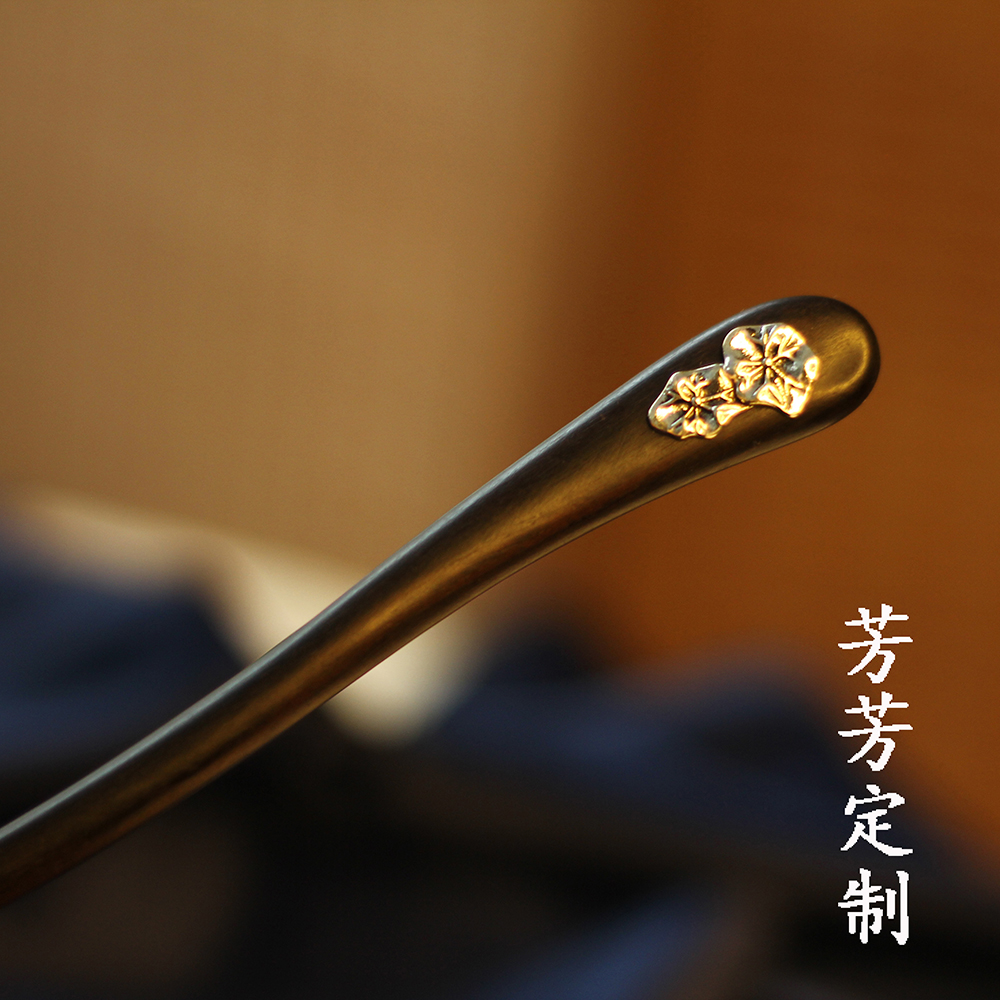 锌合金木质发饰 精致黑檀木发簪旗袍汉服头饰